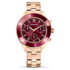 Octea Lux Sport watch, Metal bracelet, Red, Rose gold-tone finish