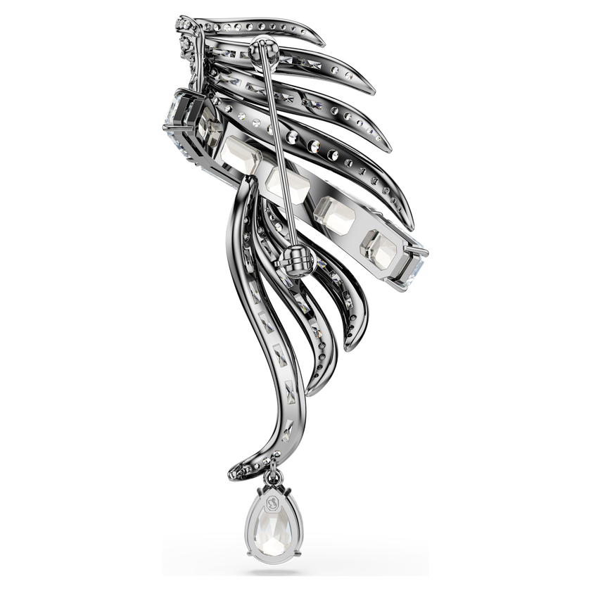swarovski the vienna collection brooch  feather  white  ruthenium plated
