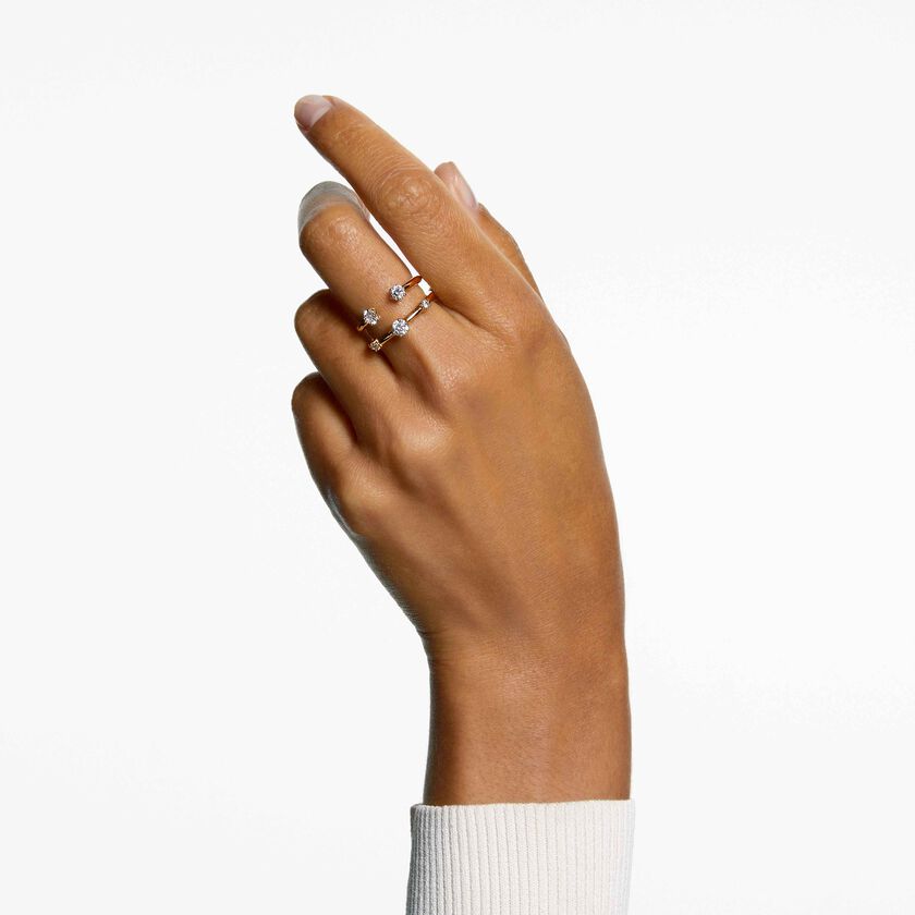 swarovski constella ring  set  2   round cut  white  18k gold finish