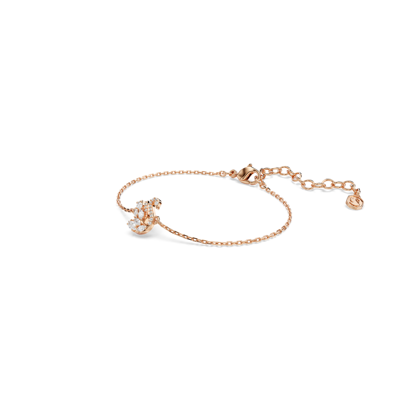 swarovski swan bracelet  mixed cuts  swan  white  rose gold tone plated