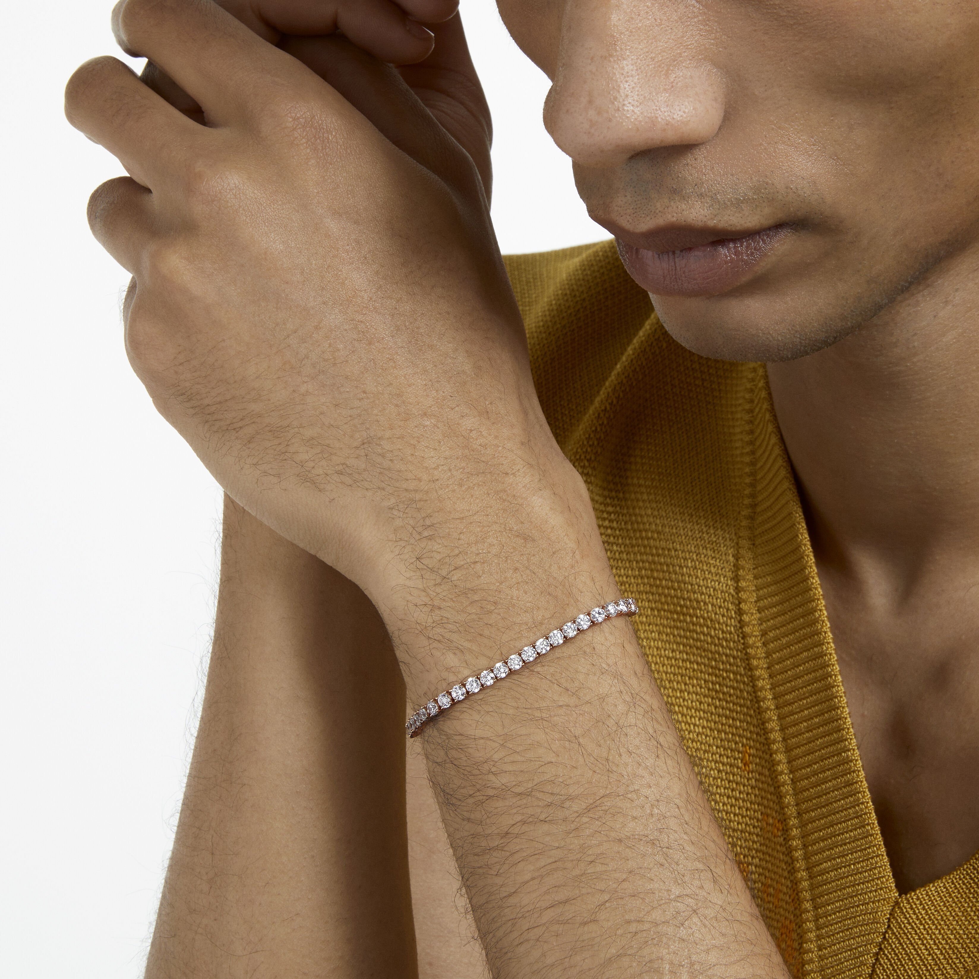 Tennis Deluxe bracelet Round cut White Rose gold tone plated