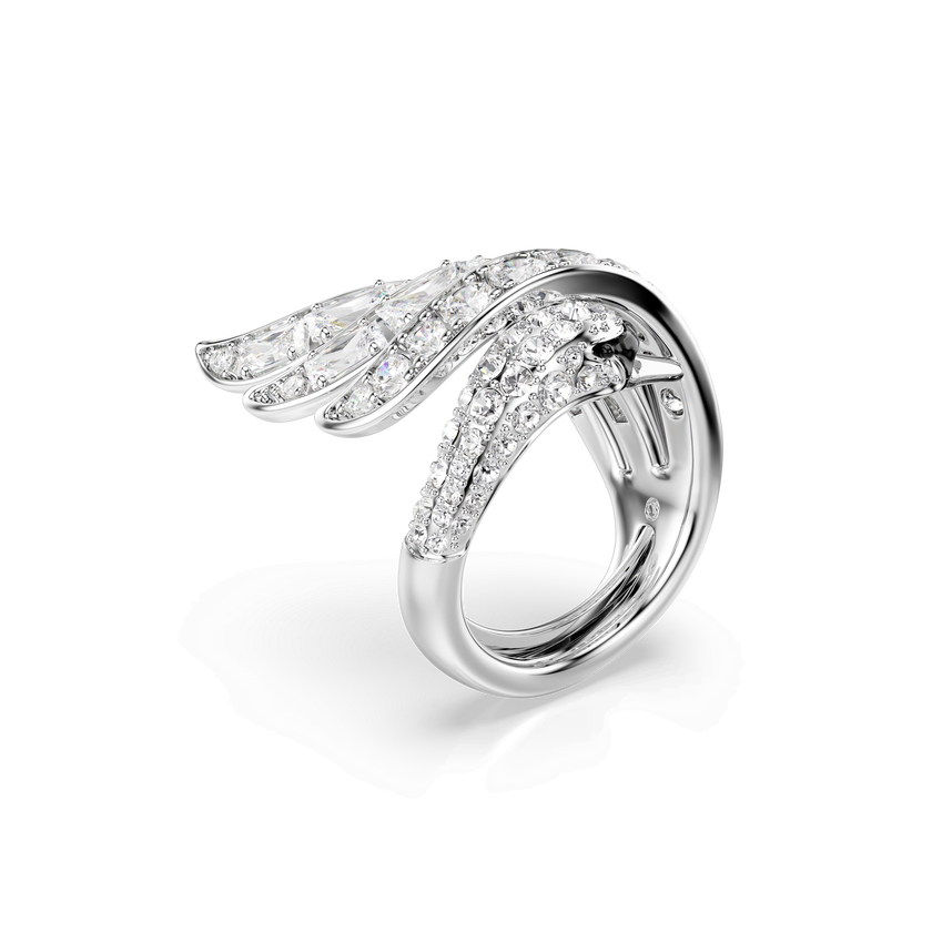 swarovski vienna cocktail ring  mixed cuts  swan  white  rhodium plated