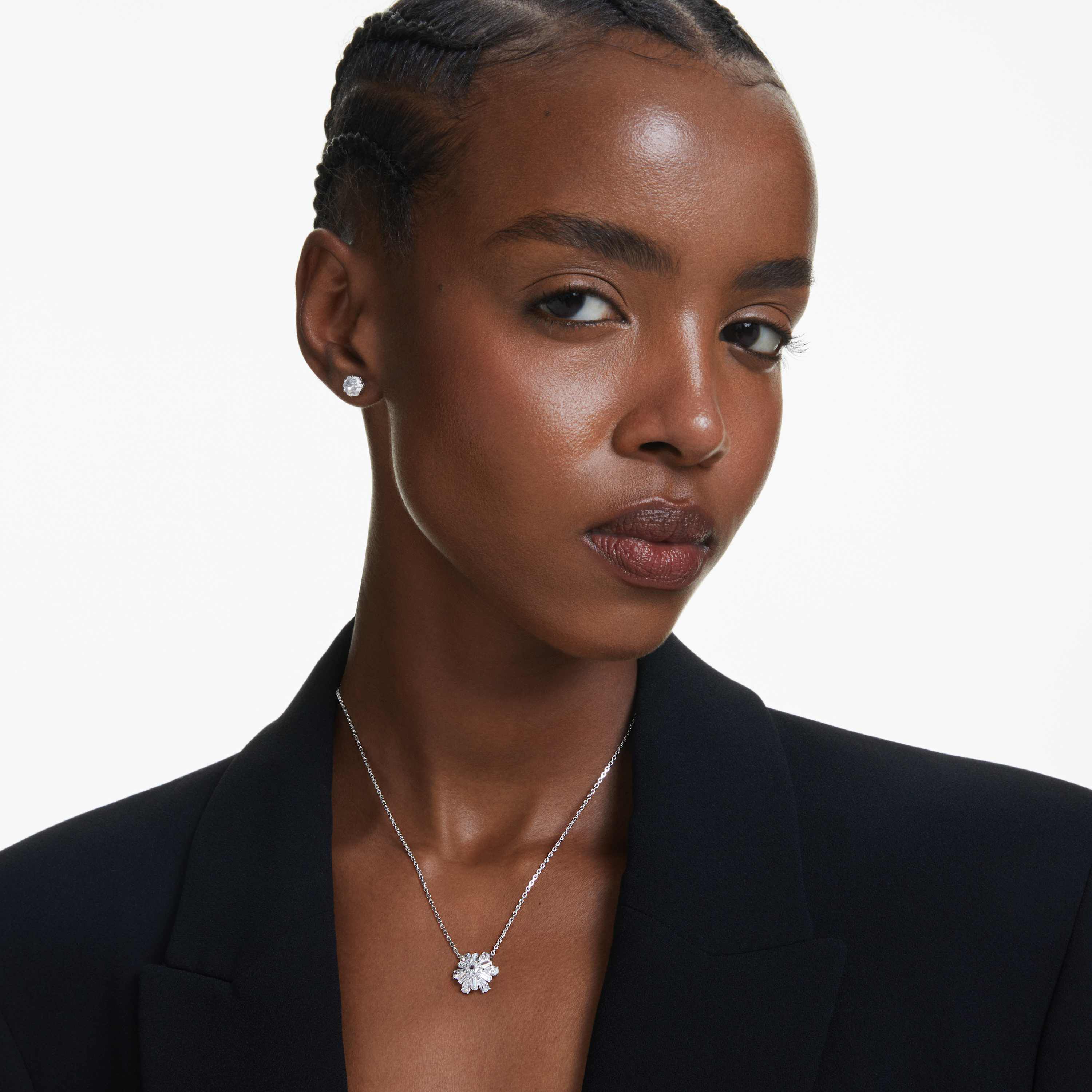 swarovski idyllia set  mixed cuts  snowflake  white  rhodium plated