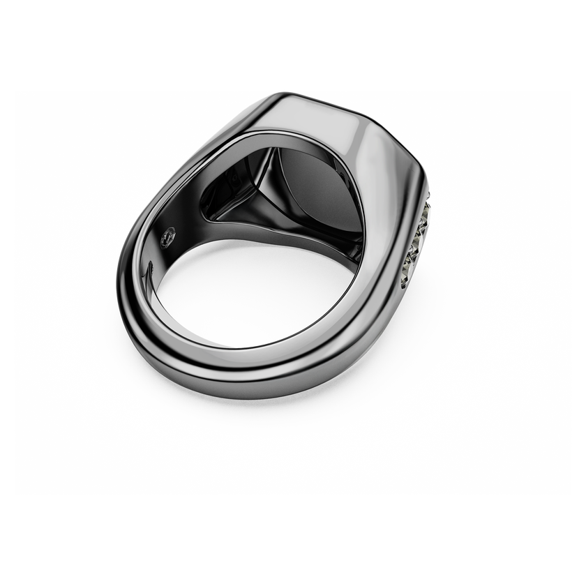 swarovski dextera octagon ring  octagon shape  round cut  black  ruthenium plated