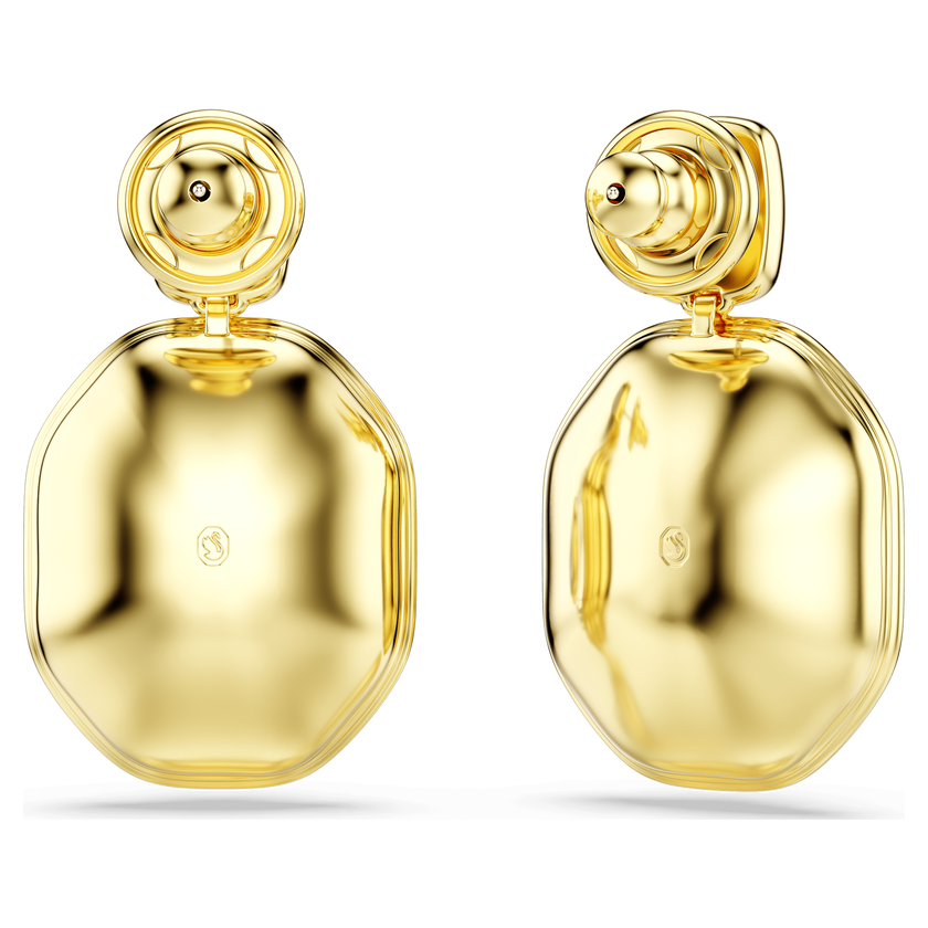 swarovski chroma drop earrings  asymmetrical design  octagon cut  multicolored  gold tone plated