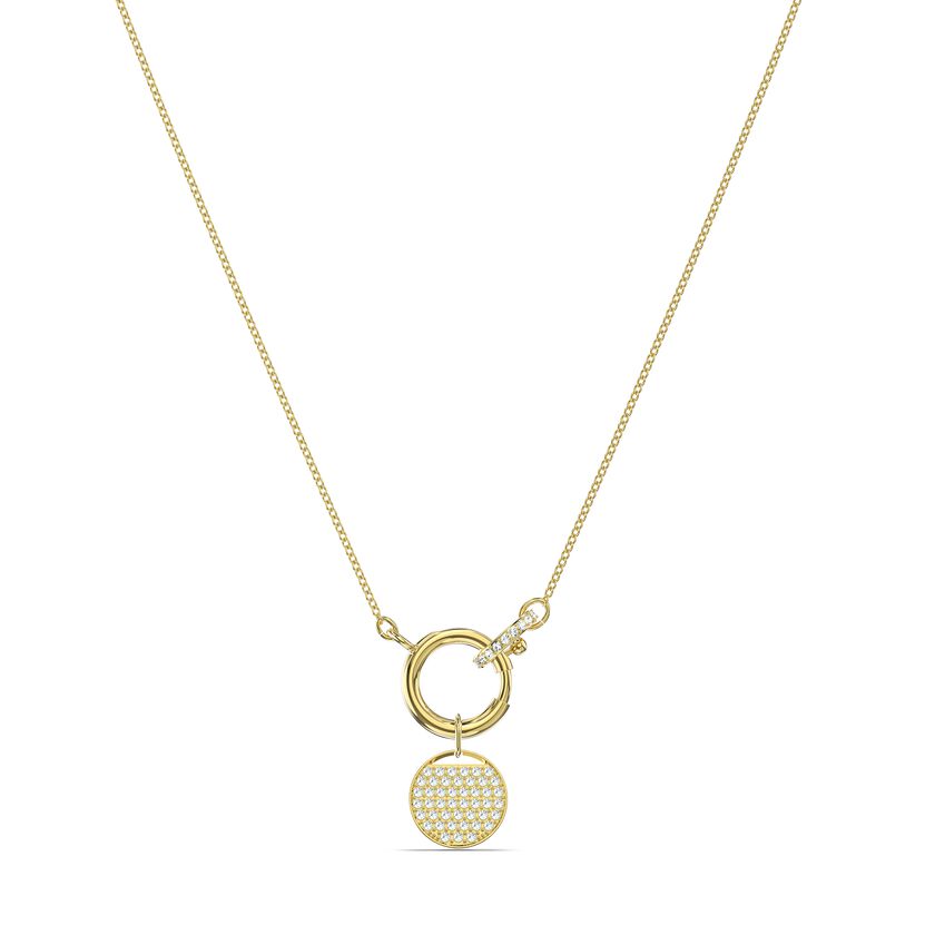 Ginger Charm Necklace, White, Gold-tone plated