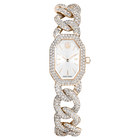 swarovski dextera chain watch swiss made crystal bracelet white champagne gold tone finish