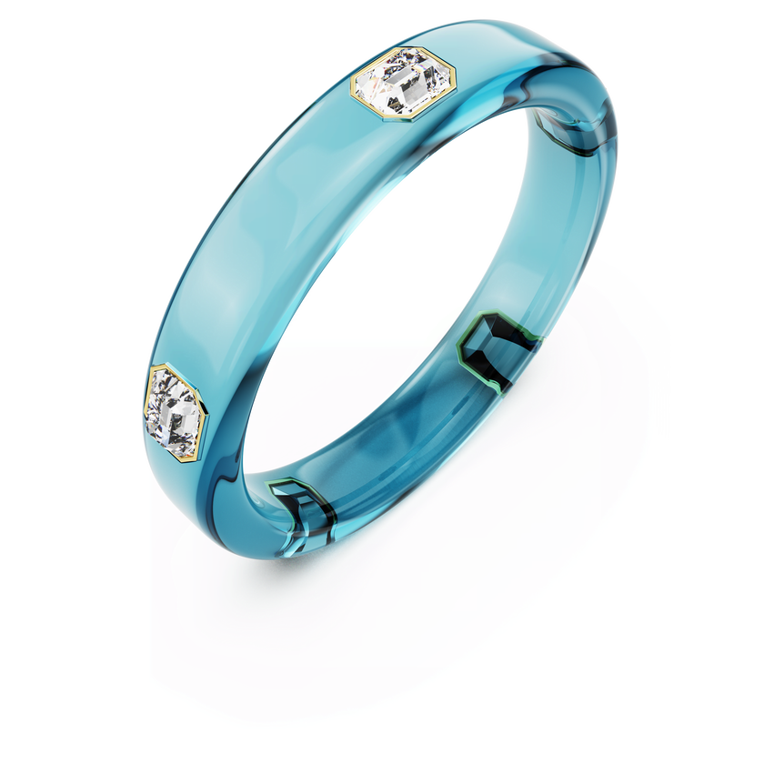 swarovski dulcis bangle  octagon cut  blue  gold tone plated