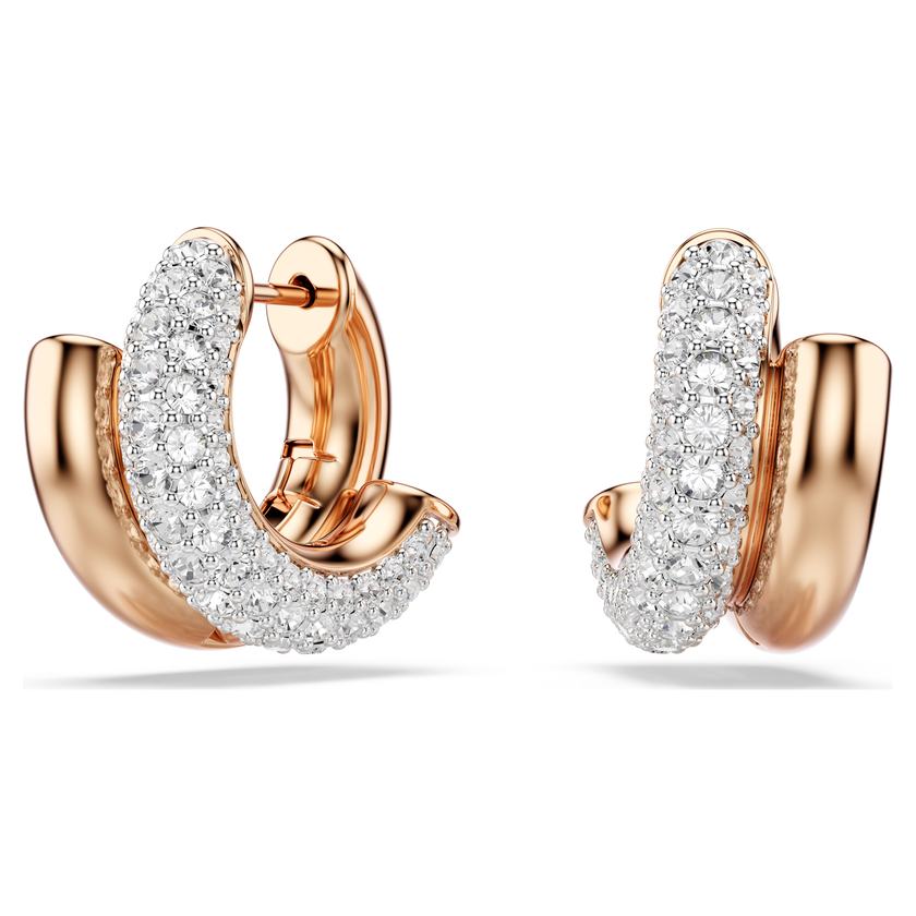 swarovski dextera hoop earrings  round cut  mini  white  rose gold tone plated