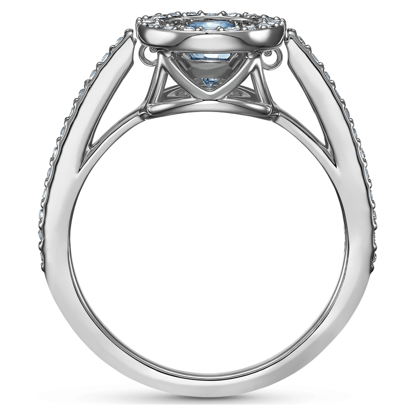 swarovski sparkling dance round ring  aqua  rhodium plated