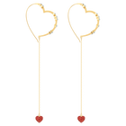 OXO Pierced Earrings Chain, Red, Gold plating