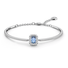 Millenia bangle, Octagon cut Swarovski zirconia, Blue, Rhodium plated