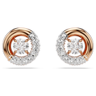 swarovski dextera stud earrings round cut white rose gold tone plated