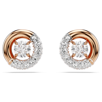 swarovski dextera stud earrings round cut white rose gold tone plated