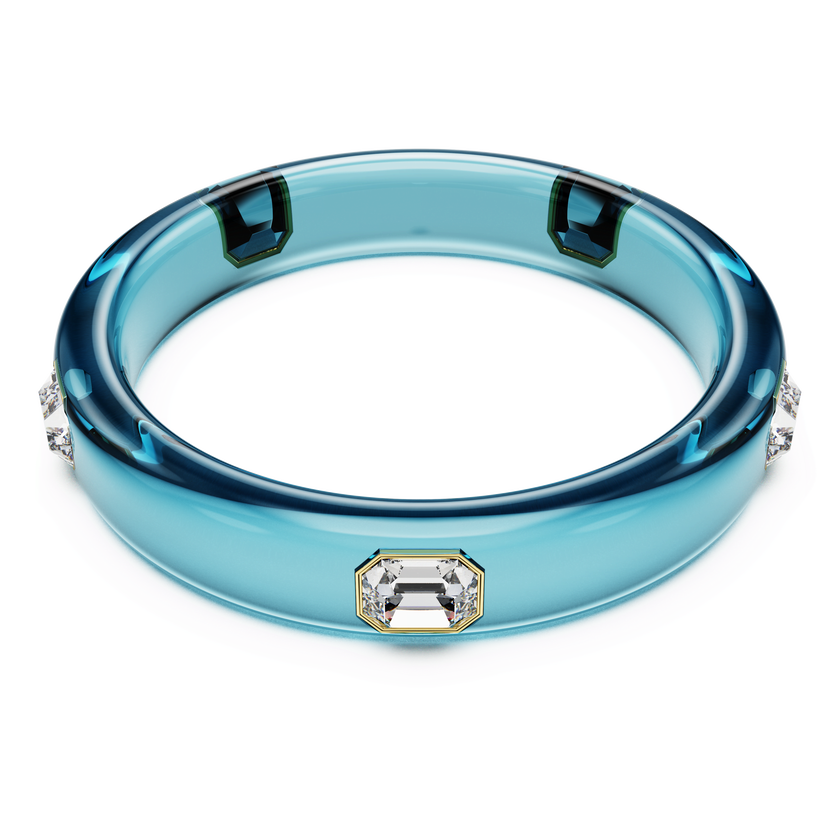 swarovski dulcis bangle  octagon cut  blue  gold tone plated