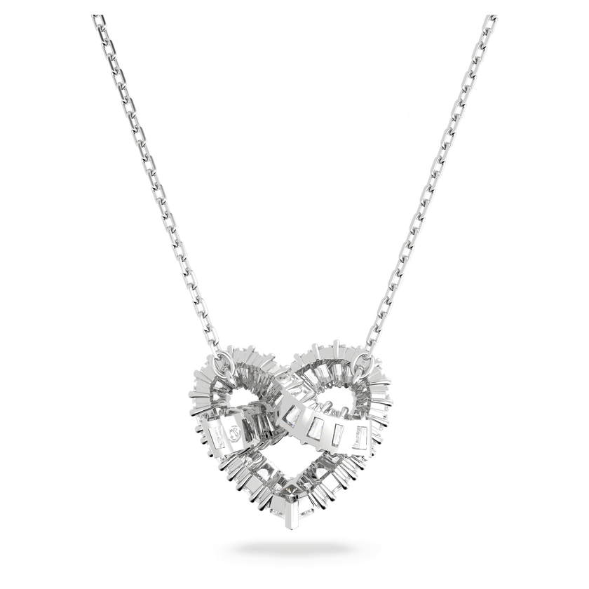 swarovski matrix pendant  mixed cuts  heart  white  rhodium plated