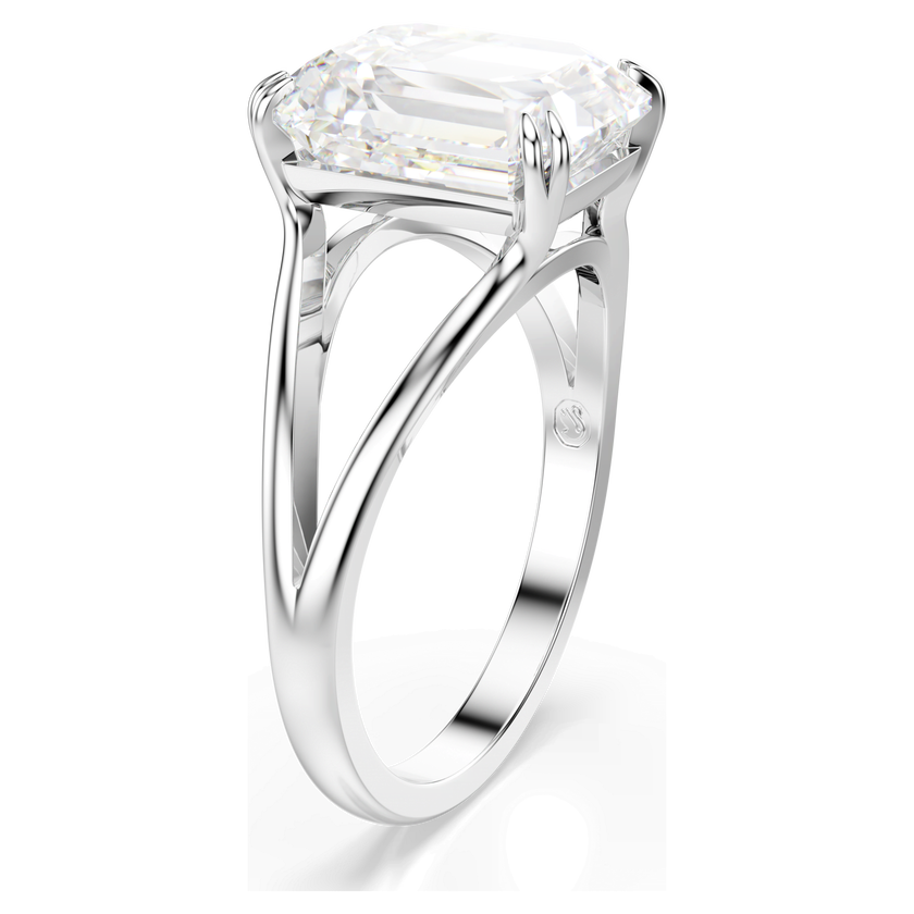 swarovski stilla cocktail ring  octagon cut  white  rhodium plated
