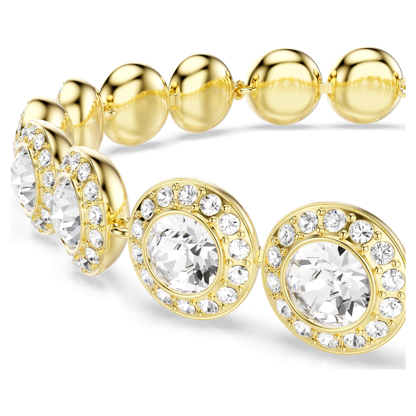swarovski una angelic bracelet  round cut  pav   medium  white  18k gold finish