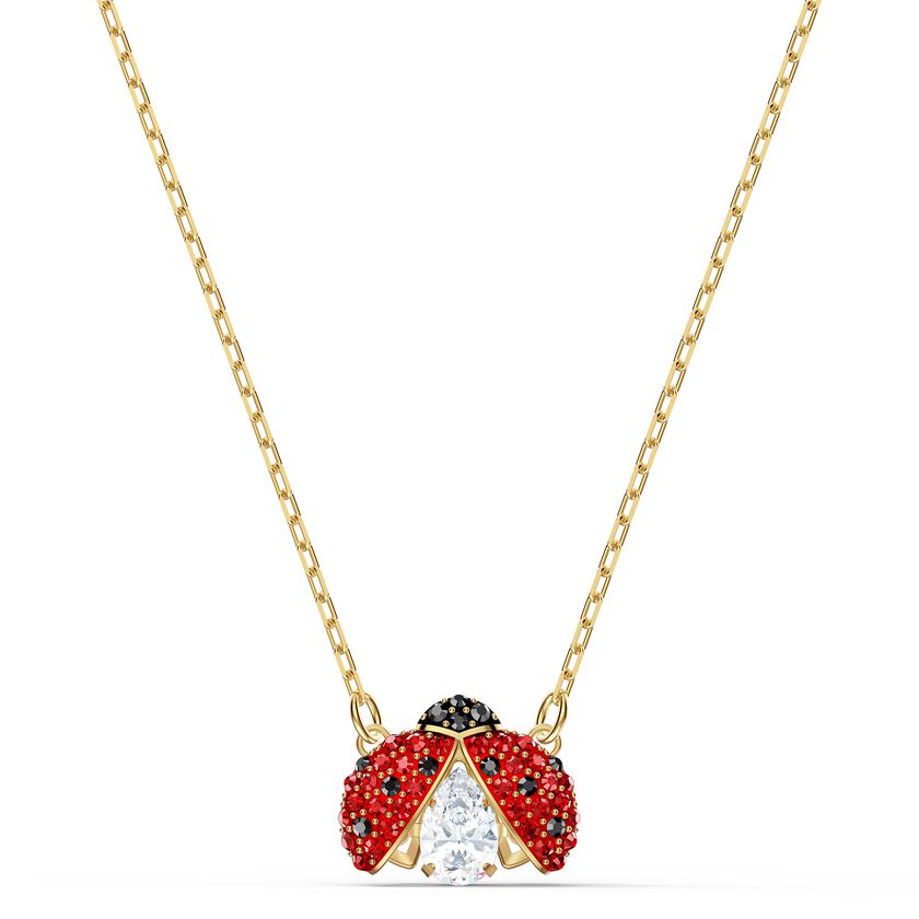 Swarovski Sparkling Dance Ladybug Necklace, Red, Gold-tone plated