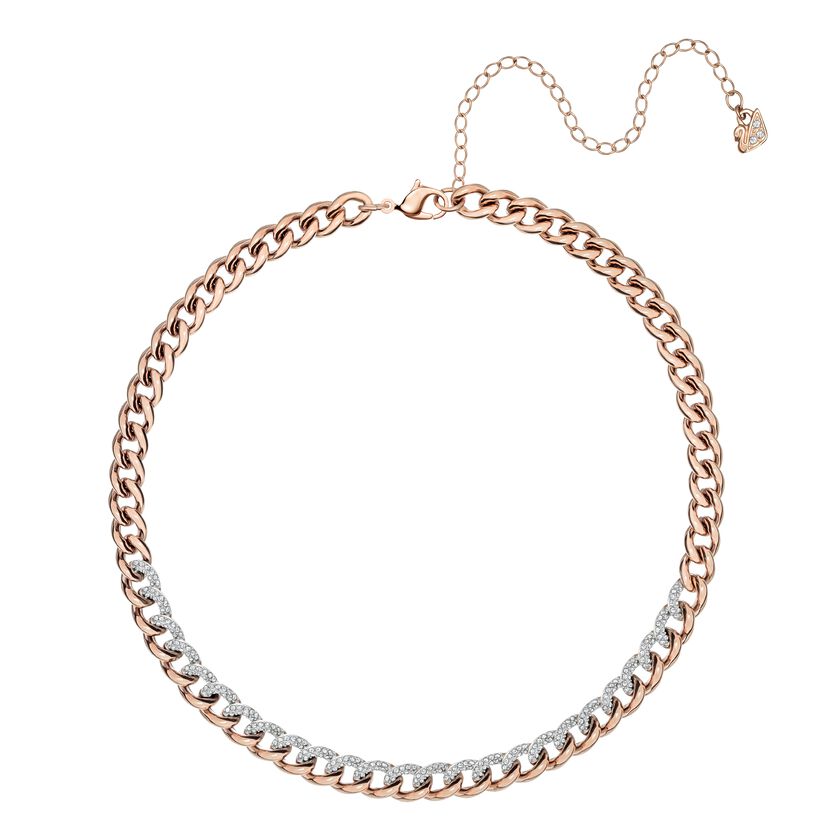Lane Necklace, White, Rose-gold tone plated