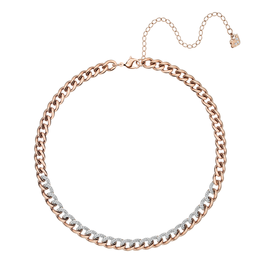 Lane Necklace, White, Rose-gold tone plated