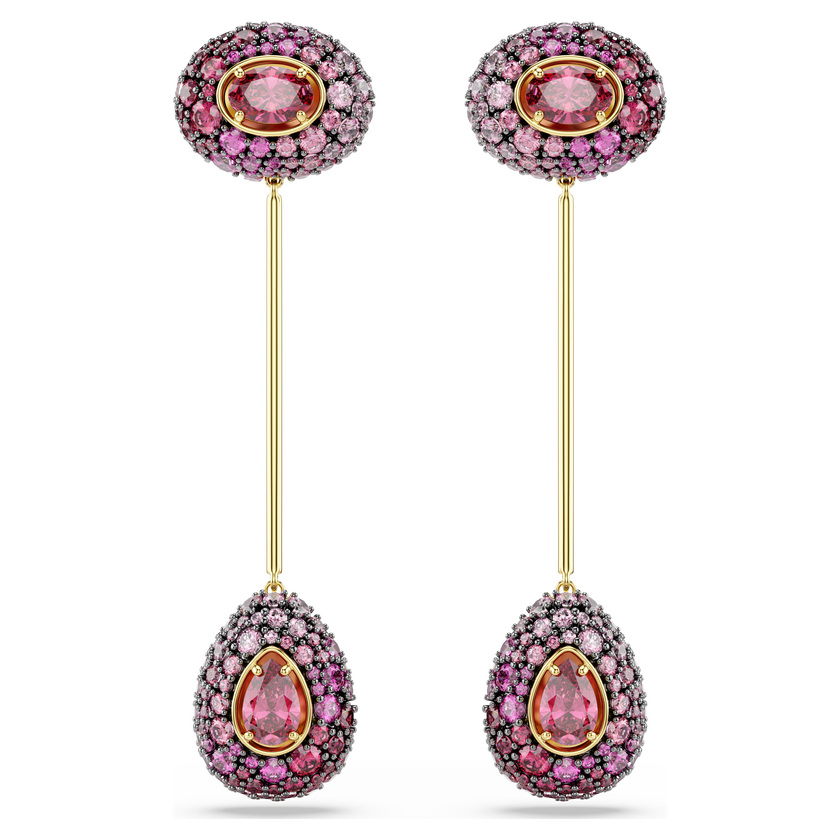 swarovski sublima drop earrings  pear cut  red  18k gold finish