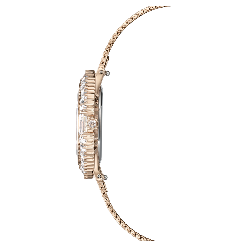 swarovski matrix octagon watch  metal bracelet  gold tone  champagne gold tone finish