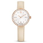 swarovski certa watch swiss made leather strap pink rose gold tone finish