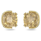 Harmonia stud earrings, Cushion cut, Gold tone, Gold-tone plated