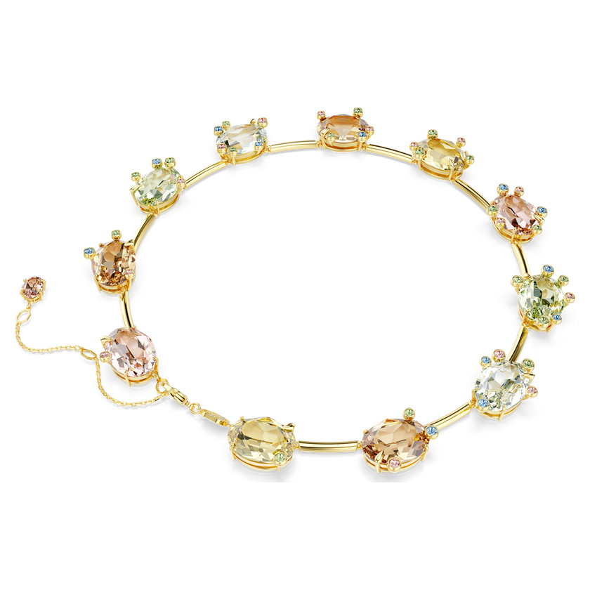 swarovski gema tennis necklace  mixed cuts  multicolored  gold tone plated