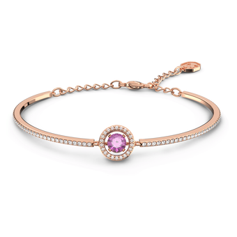 swarovski una bangle  round cut  purple  18k rose gold finish