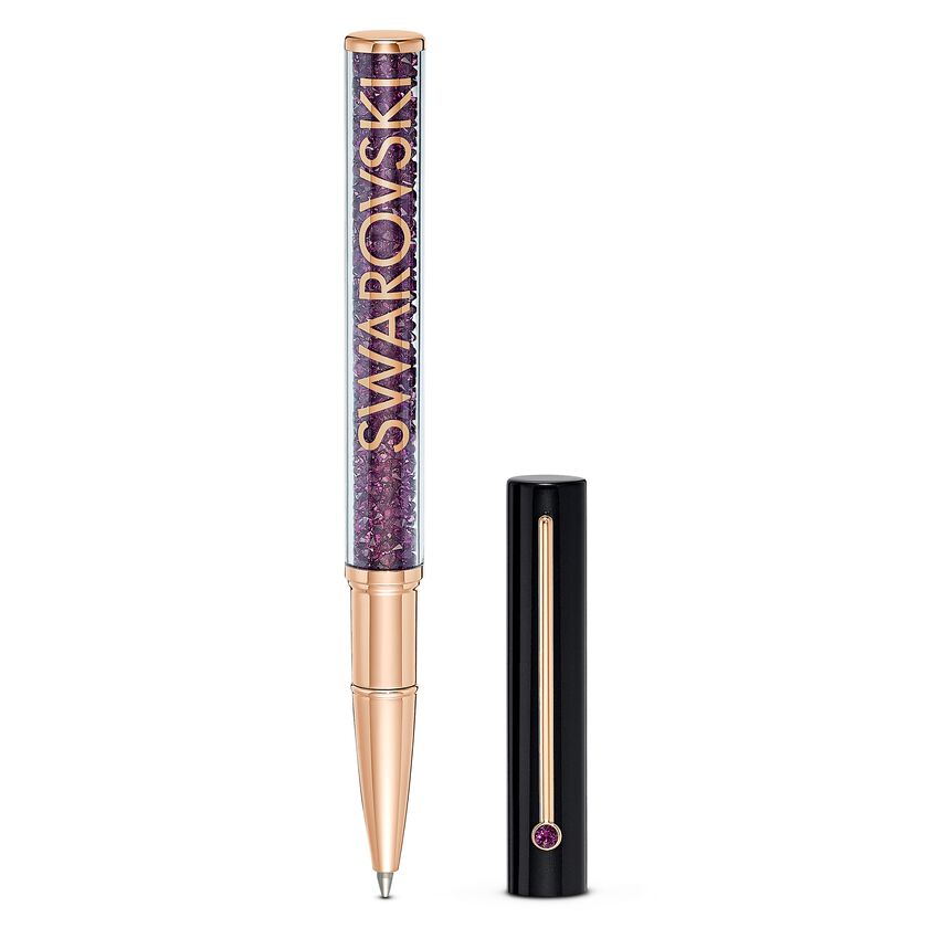 Crystalline Gloss Ballpoint Pen, Black and Purple, Rose-gold tone plated