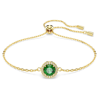 swarovski una angelic bracelet round cut pav green gold tone plated