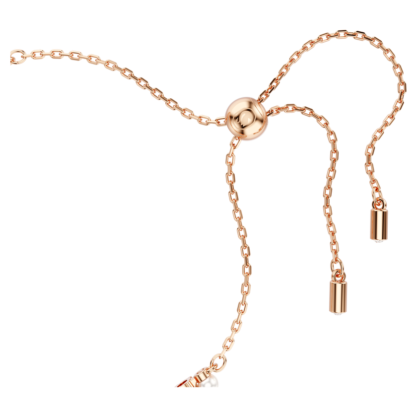 swarovski matrix tennis bracelet  crystal pearl  round cuts  white  rose gold tone plated