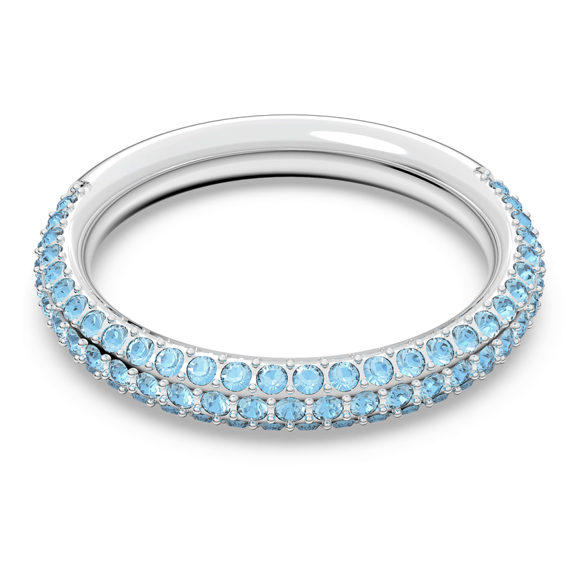 swarovski stone ring  blue  rhodium plated