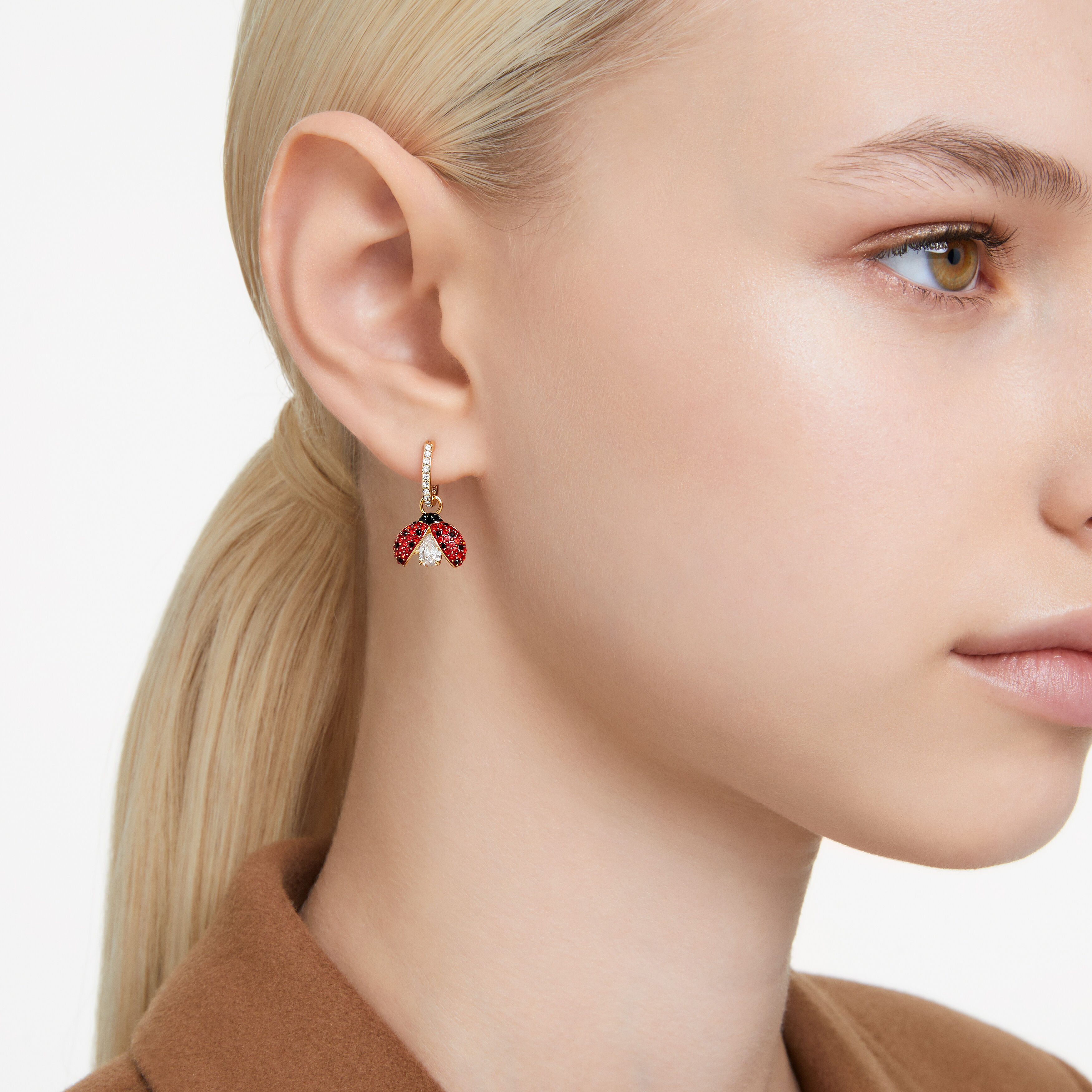 Swarovski ladybug top earrings