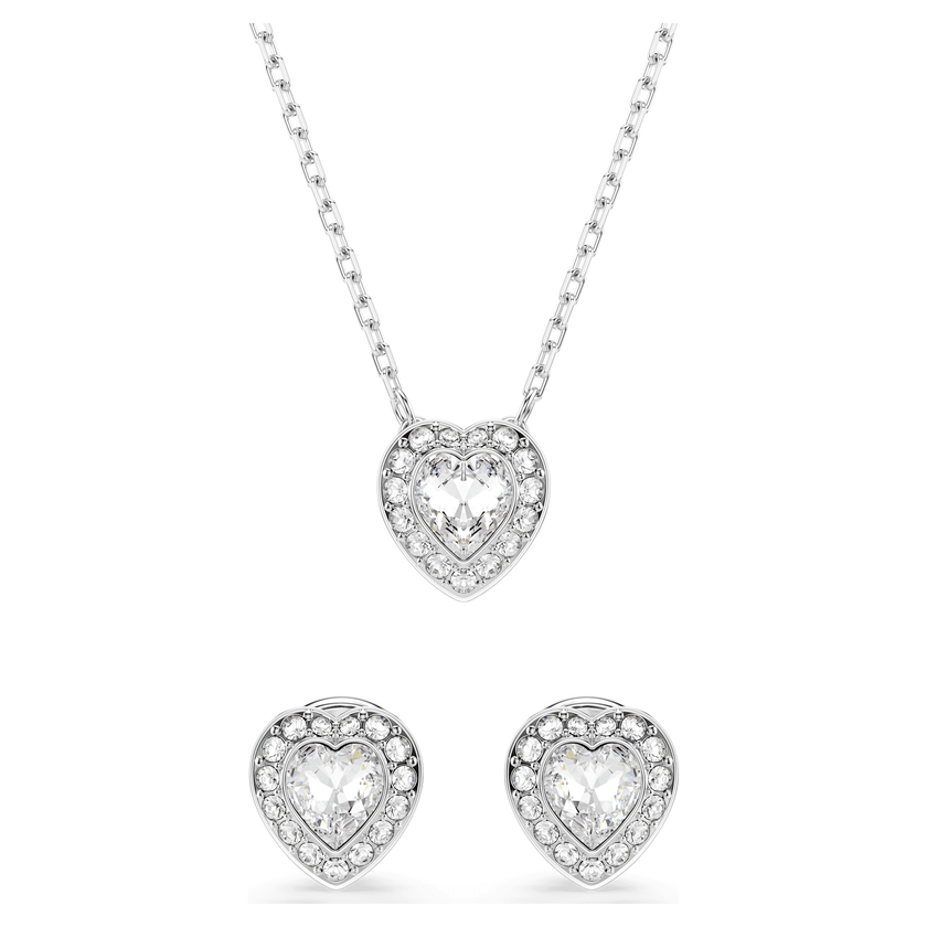 ariana grande x swarovski set  mixed cuts  heart  white  rhodium plated