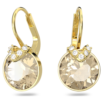 swarovski bella v drop earrings round cut gold tone gold tone plated