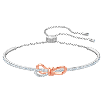 swarovski lifelong bow bangle bow white mixed metal finish