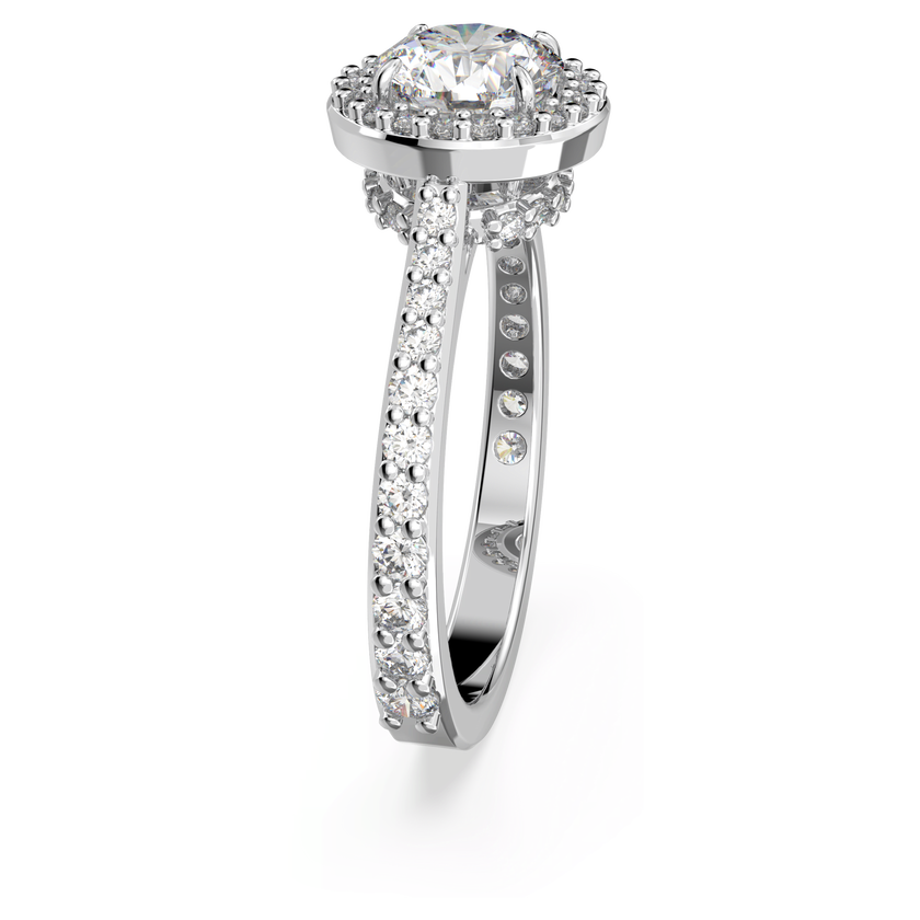swarovski una angelic cocktail ring  round cut  pav   white  rhodium plated
