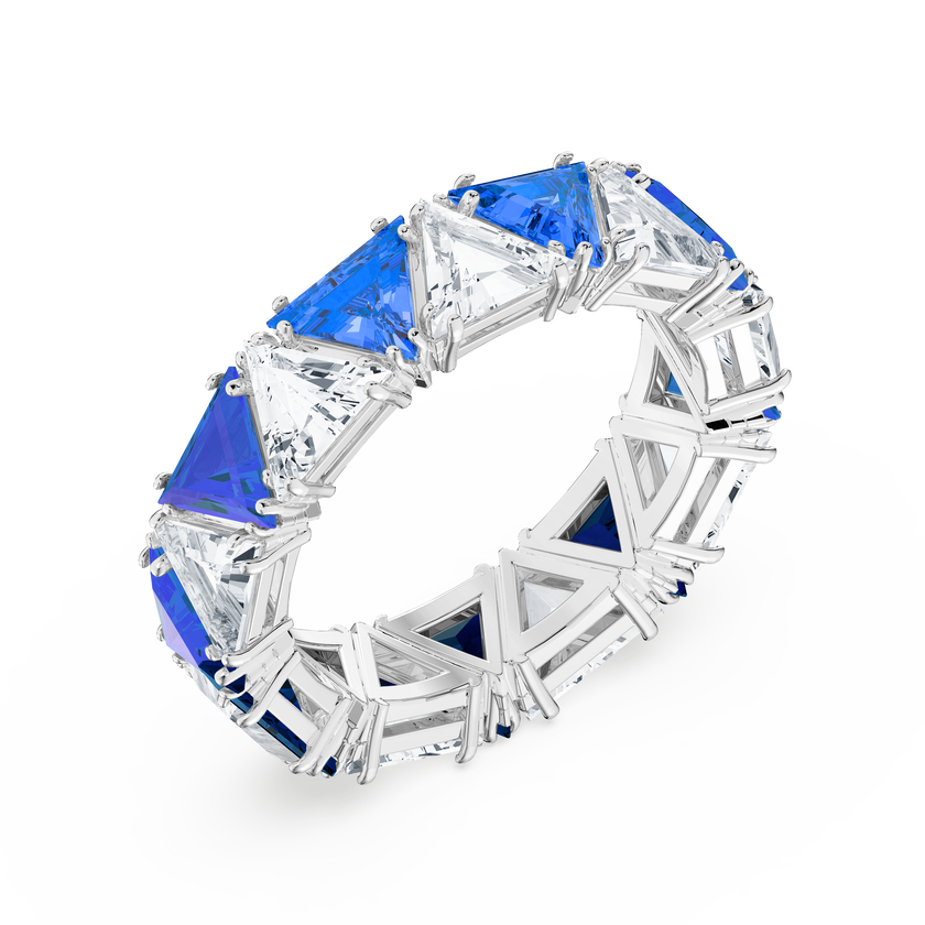 Matrix cocktail ring, Triangle cut, Blue, Rhodium plated, Size 50 ...