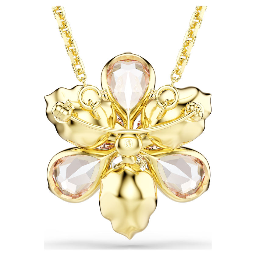 swarovski idyllia pendant and brooch  mixed cuts  flower  multicolored  gold tone plated