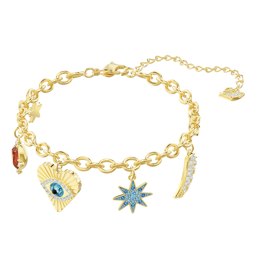 Lucky Goddess Charms Bracelet, Multi-colored, Gold plating