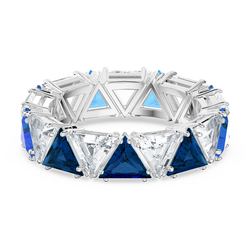 Matrix cocktail ring, Triangle cut, Blue, Rhodium plated, Size 50 ...