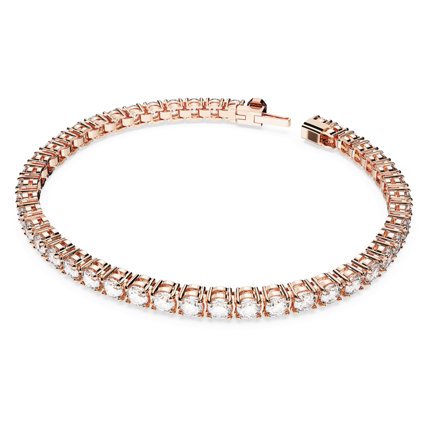 swarovski matrix tennis bracelet  round cut  white  18k rose gold finish
