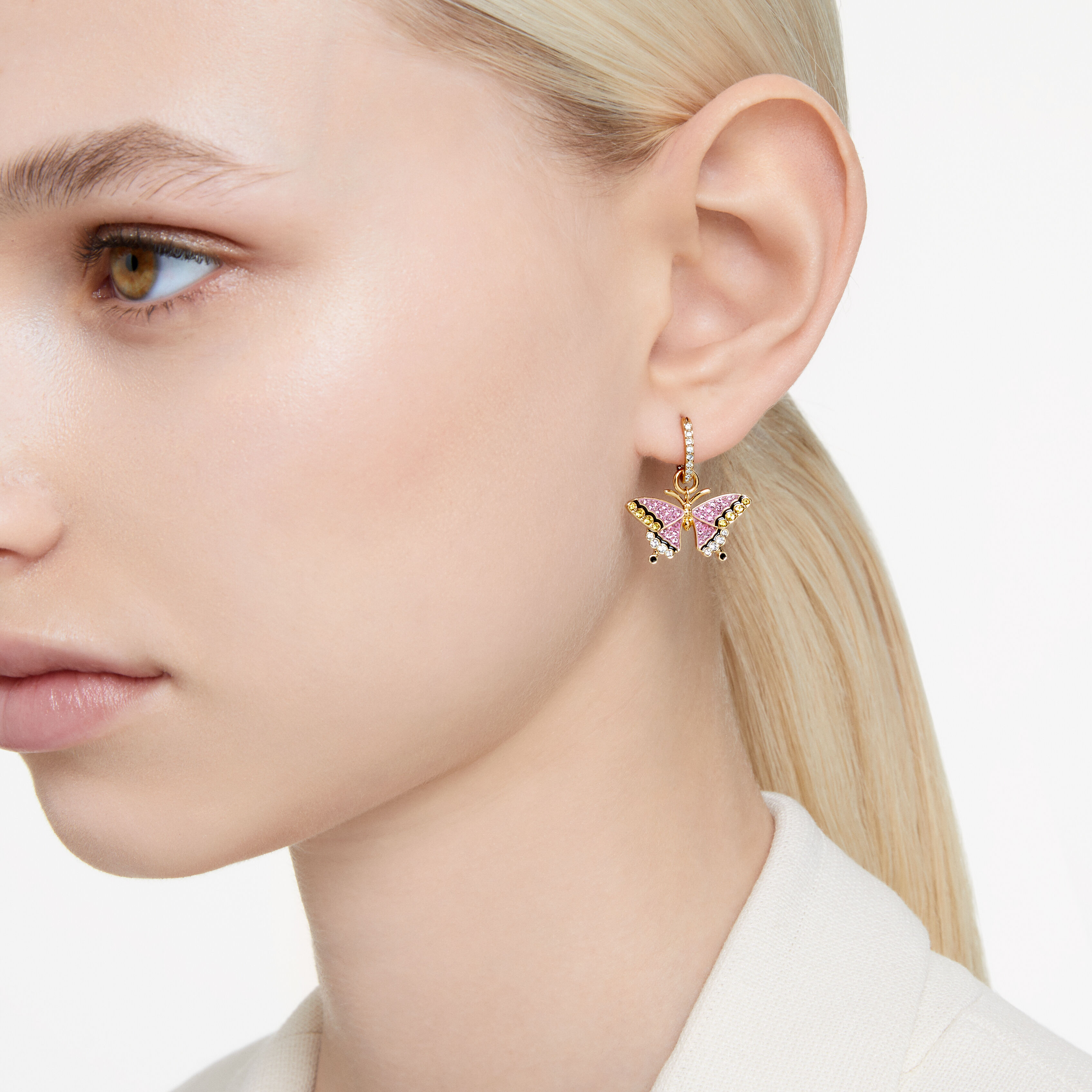 Gold butterfly drop earrings sale