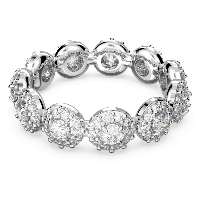 swarovski una ring  round cut  pav   white  rhodium plated