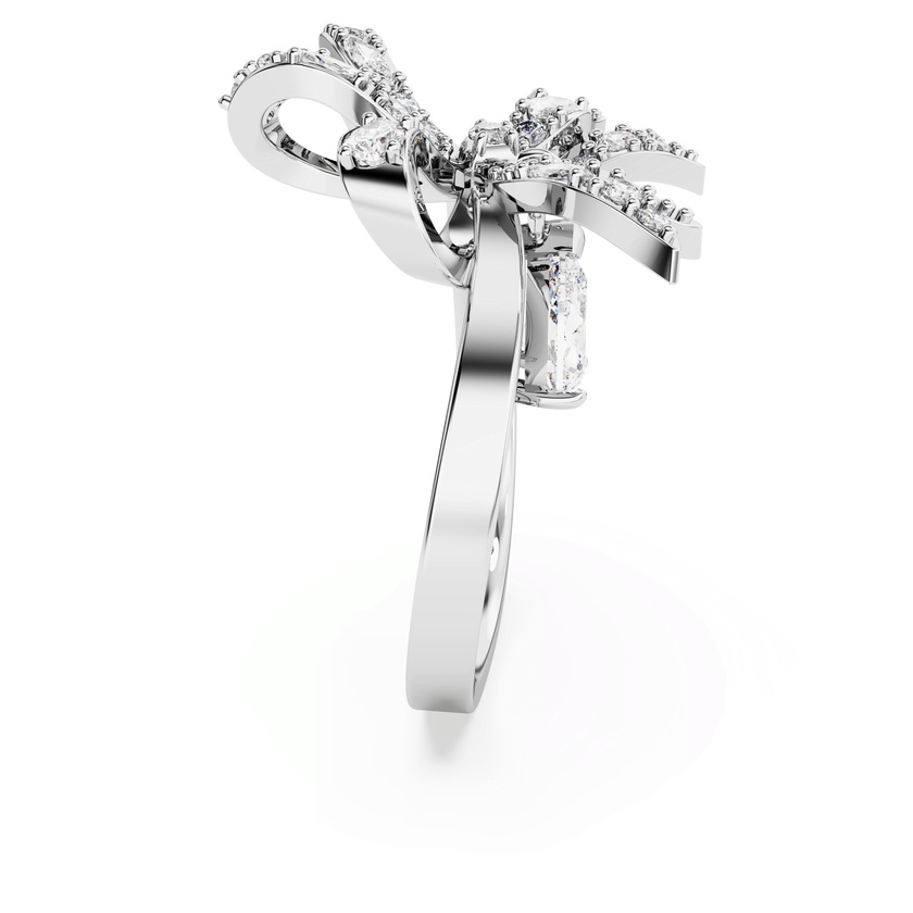 swarovski volta cocktail ring  bow  small  white  rhodium plated