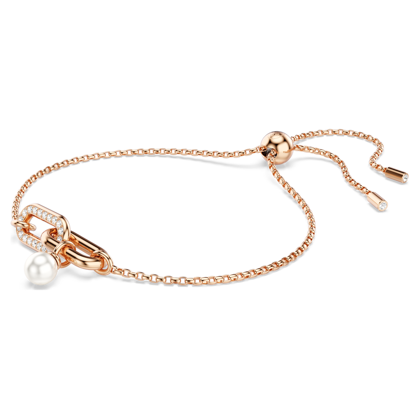 swarovski constella bracelet  crystal pearl  round cut  white  rose gold tone plated