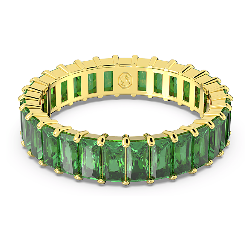swarovski matrix ring  baguette cut  green  gold tone plated